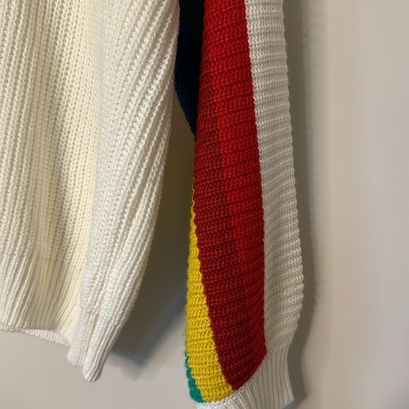 Ivy Rose Rainbow Striped White Sweater - Picture 9 of 10